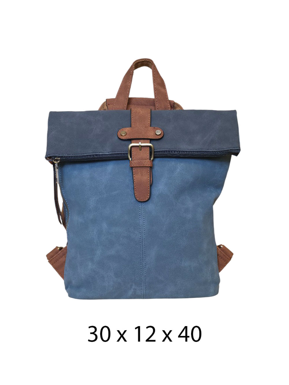 Torba 54 COCO - ruksak suede bicolor preklop 2 zips - l.blue/d.blue