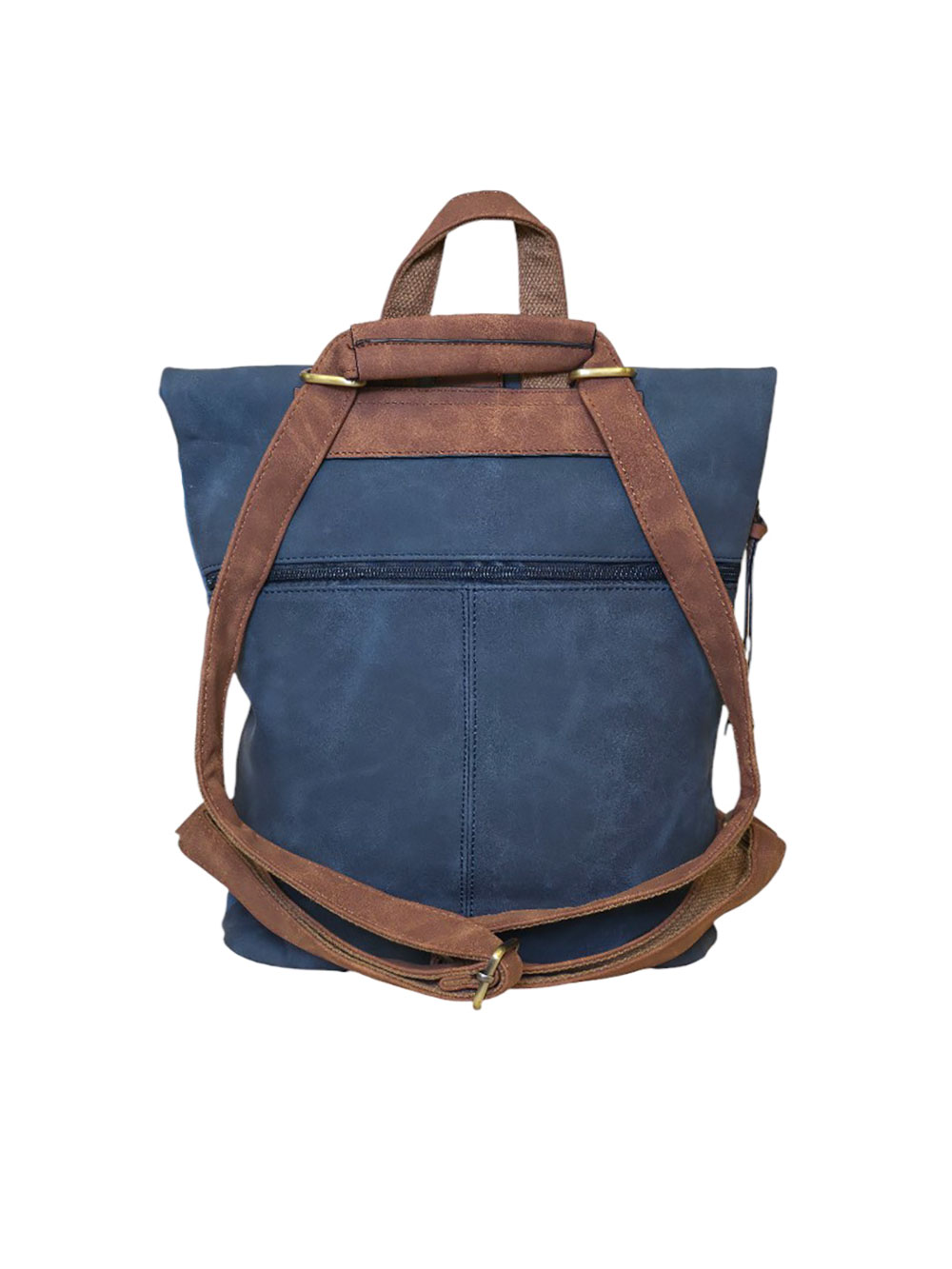 Torba 54 COCO - ruksak suede bicolor preklop 2 zips - l.blue/d.blue