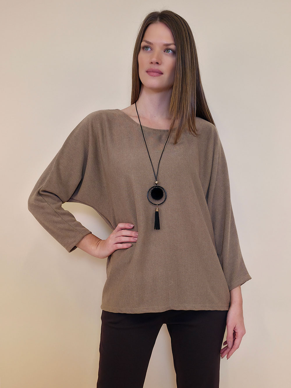 Tunika+ogrlica 42 Aguilar - jersey UN - camel