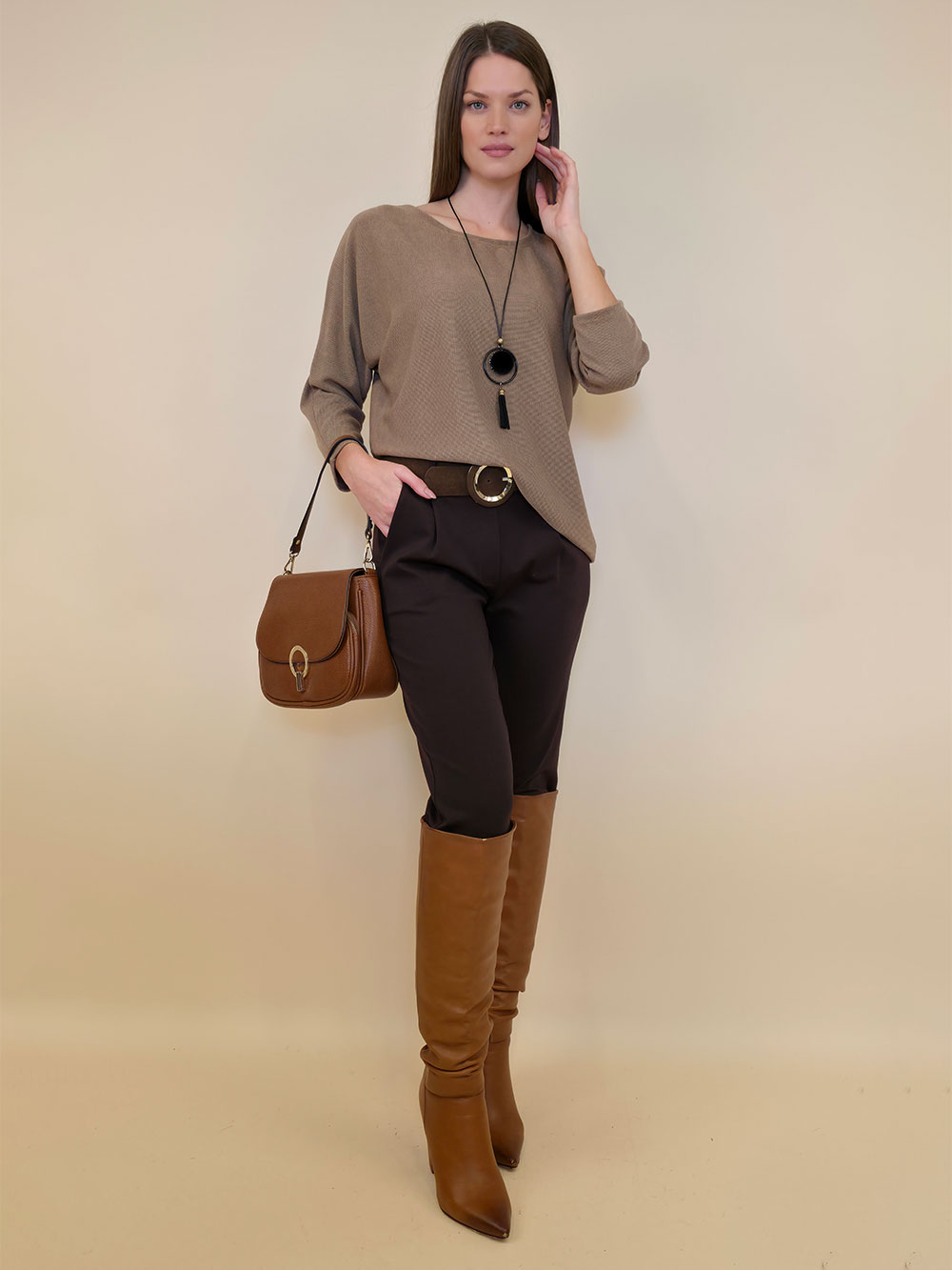 Tunika+ogrlica 42 Aguilar - camel - Slika 2