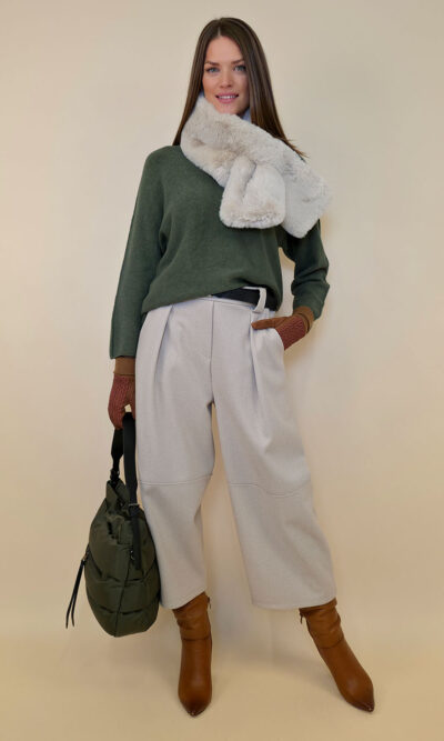 Hlače+remen 60 Gaston/W - tesutto Fish Bone - beige