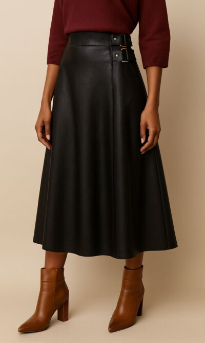 Suknja 72 Manhattan - ecco leather UN - black