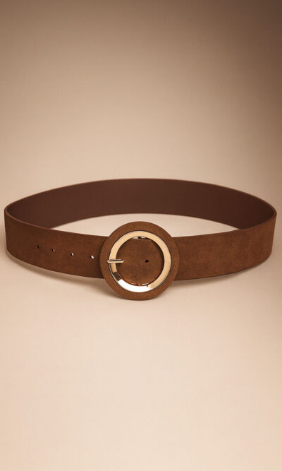 Remen 28 - AM uži suede golden ring buckle - coffee