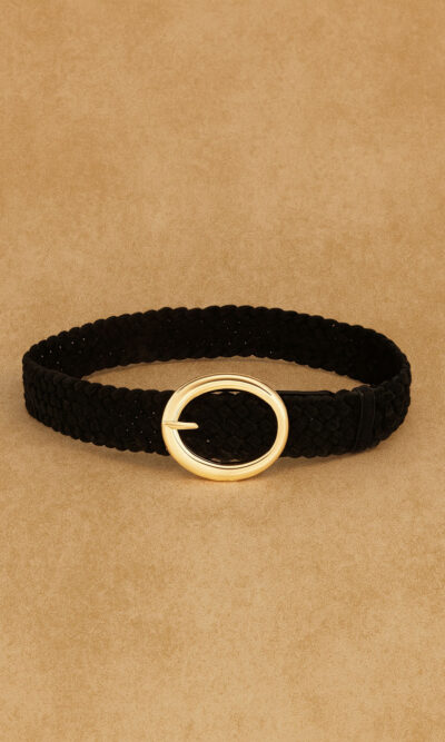 Remen 38 - AM pleteni suede string belt - black