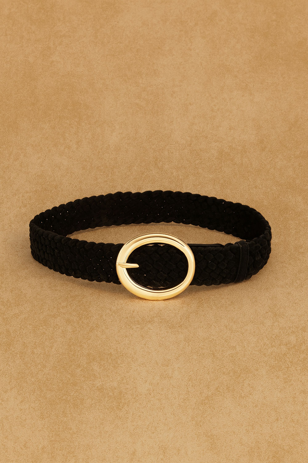 Remen 38 - AM pleteni suede string belt - black