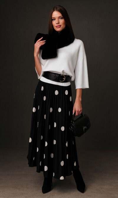 Suknja 52 La Veta - saten plisse Tufne black