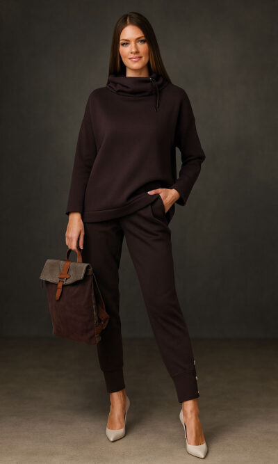 Tunika 44 Spencer - jersey UN visoki ovratnik/vezica - coffee