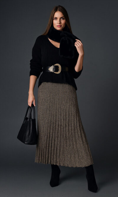 Suknja 64 Sephora Lux - jersey pepita lurex black/brown bow