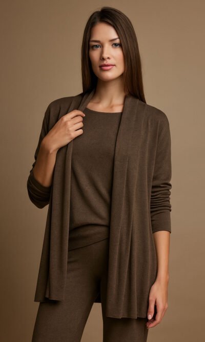 Kardigan 44 Creswell - jersey UN - brown