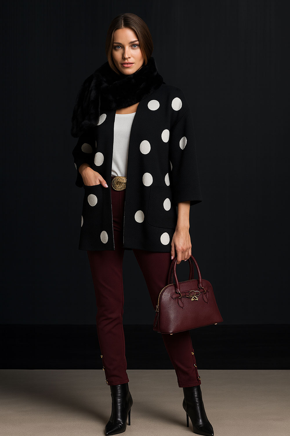 Kardigan 44 Algoma - jersey Tufne - black