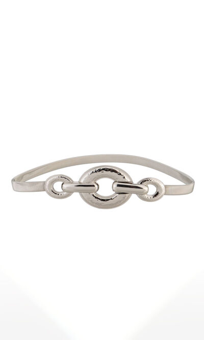 Remen 38 - AM metal elastic 1+2 onyx buckles - l.silver