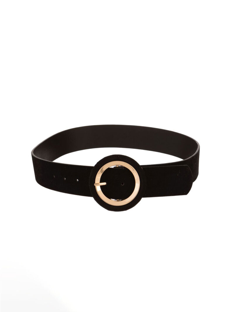 Remen 28 - AM uži suede golden ring buckle - black