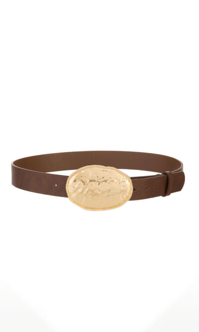 Remen 28 - AM uži golden shield buckle - brown