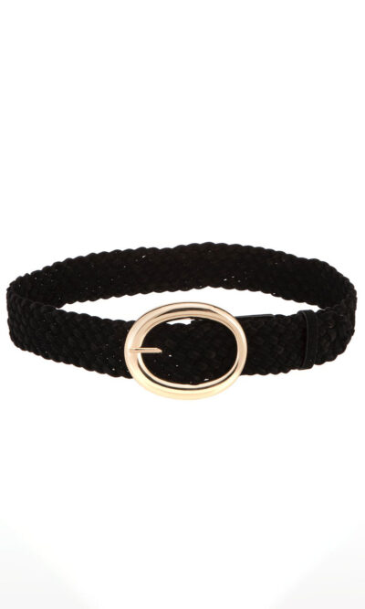 Remen 38 - AM pleteni suede string belt - black