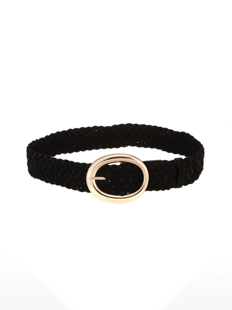 Remen 38 - AM pleteni suede string belt - black