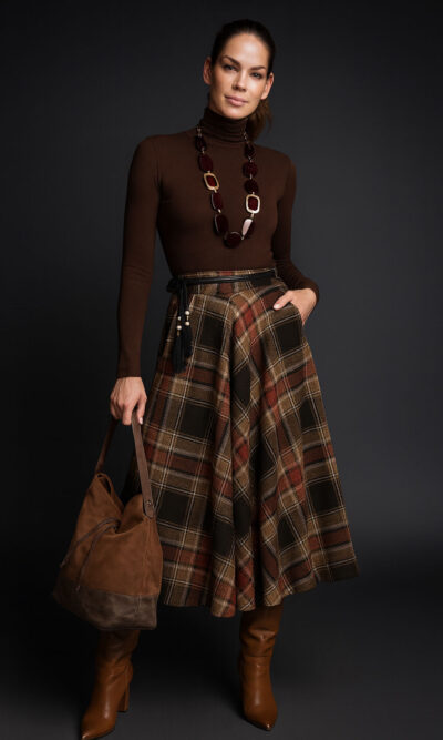Suknja 34 Tahoe - jersey print tartan - brown
