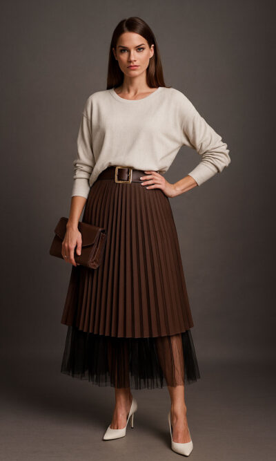 Suknja 69 Teona - ecco leather/till - brown