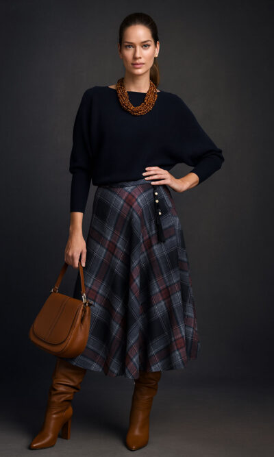 Suknja 34 Tahoe - jersey print tartan - jeans
