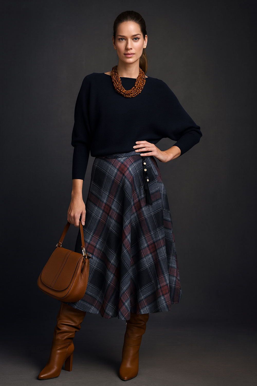 Suknja 34 Tahoe - jersey print tartan - jeans