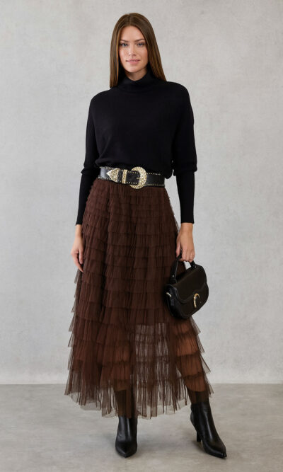 Suknja 56 Can Can - till UN volani mali - brown