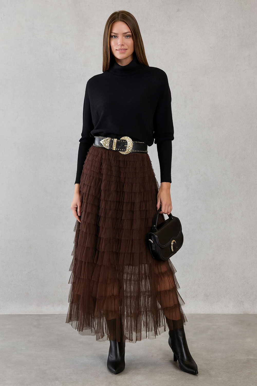 Suknja 56 Can Can - till UN volani mali - brown