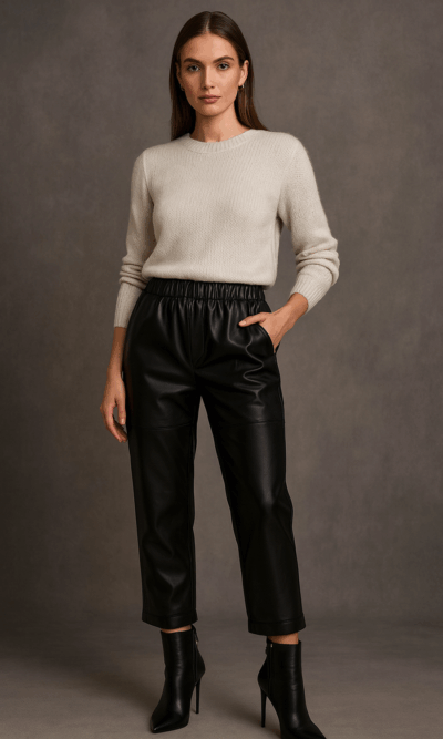 Hlače 56 Patric - ecco Ieather UN - black