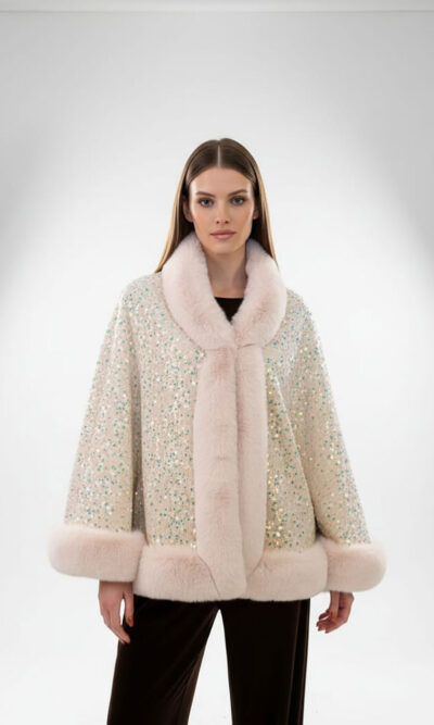 Cape 70 Mer Rouge - ecco fur/šljokice - beige