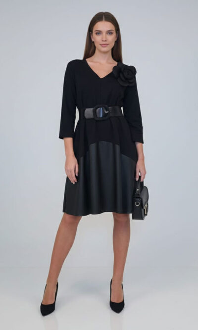Haljina 52 Emma - felpa/ecco leather+flower UN - black