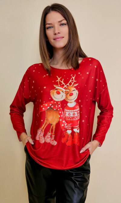 Majica 40 BellArt - jersey print - Božić Duo Red