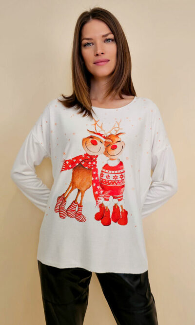 Majica 40 BellArt - jersey print - Božić Duo White