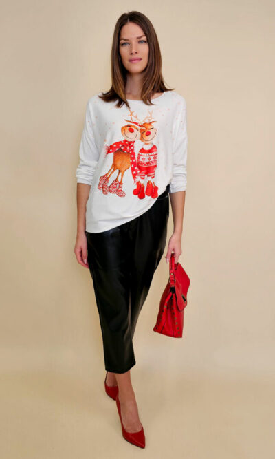 Majica 40 BellArt - jersey print - Božić Duo White