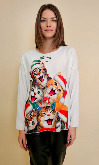 Majica 40 BellArt - jersey print - Božić Vesele Mace white