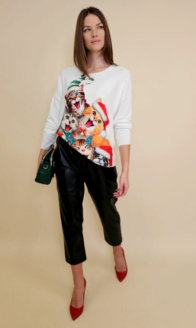 Majica 40 BellArt - jersey print - Božić Vesele Mace white