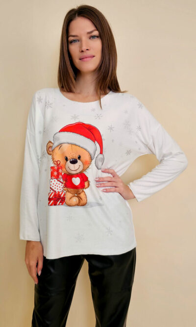 Majica 40 BellArt - jersey print - Božić Teddy white