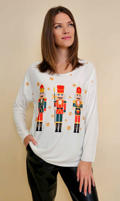 Majica 40 BellArt - jersey print - Božić Orašari white