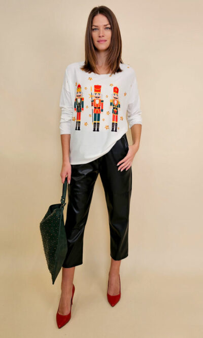 Majica 40 BellArt - jersey print - Božić Orašari white