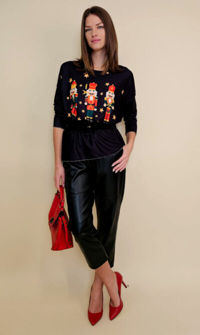 Majica 40 BellArt - jersey print - Božić Orašari black