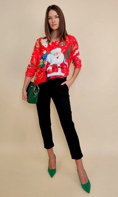 Majica 40 BellArt - jersey print - Božić Santa red