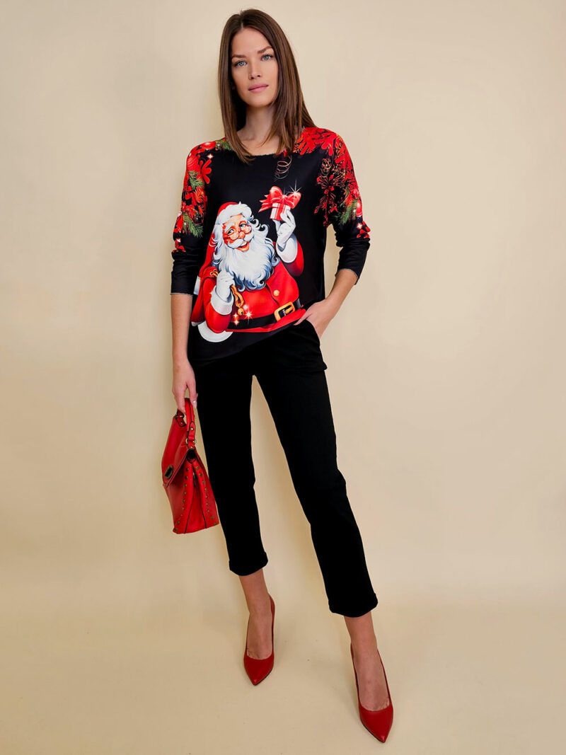 Majica 40 BellArt - jersey print - Božić Santa black