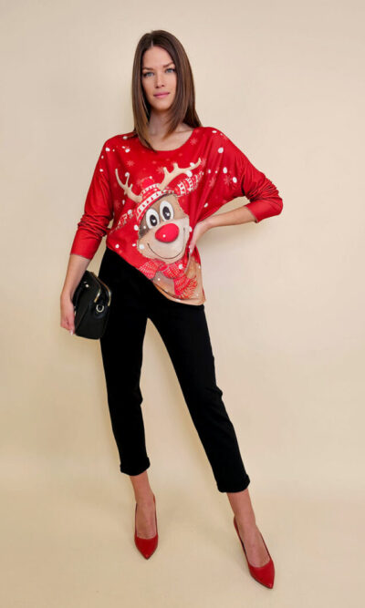 Majica 40 BellArt - jersey print - Božić Rudy red