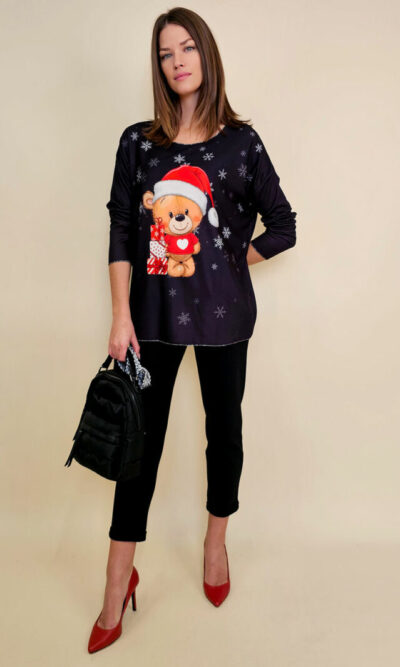 Majica 40 BellArt - jersey print - Božić Teddy black