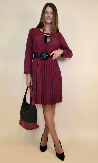 Haljina 40 Salem - jersey plisse UN - burgundy
