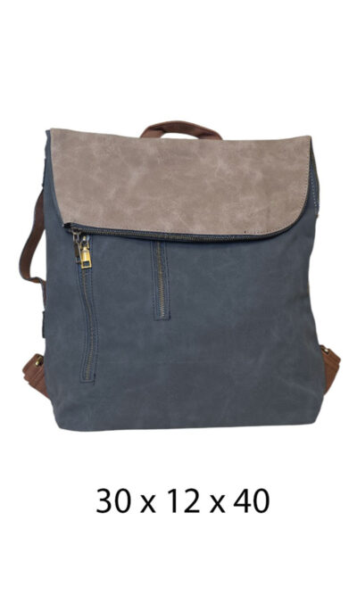 Torba 54 COCO - ruksak suede bicolor preklop 3 zips - d.blue/khaki