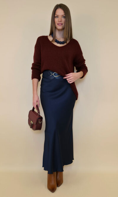 Suknja 48 Osceola - saten UN - navy