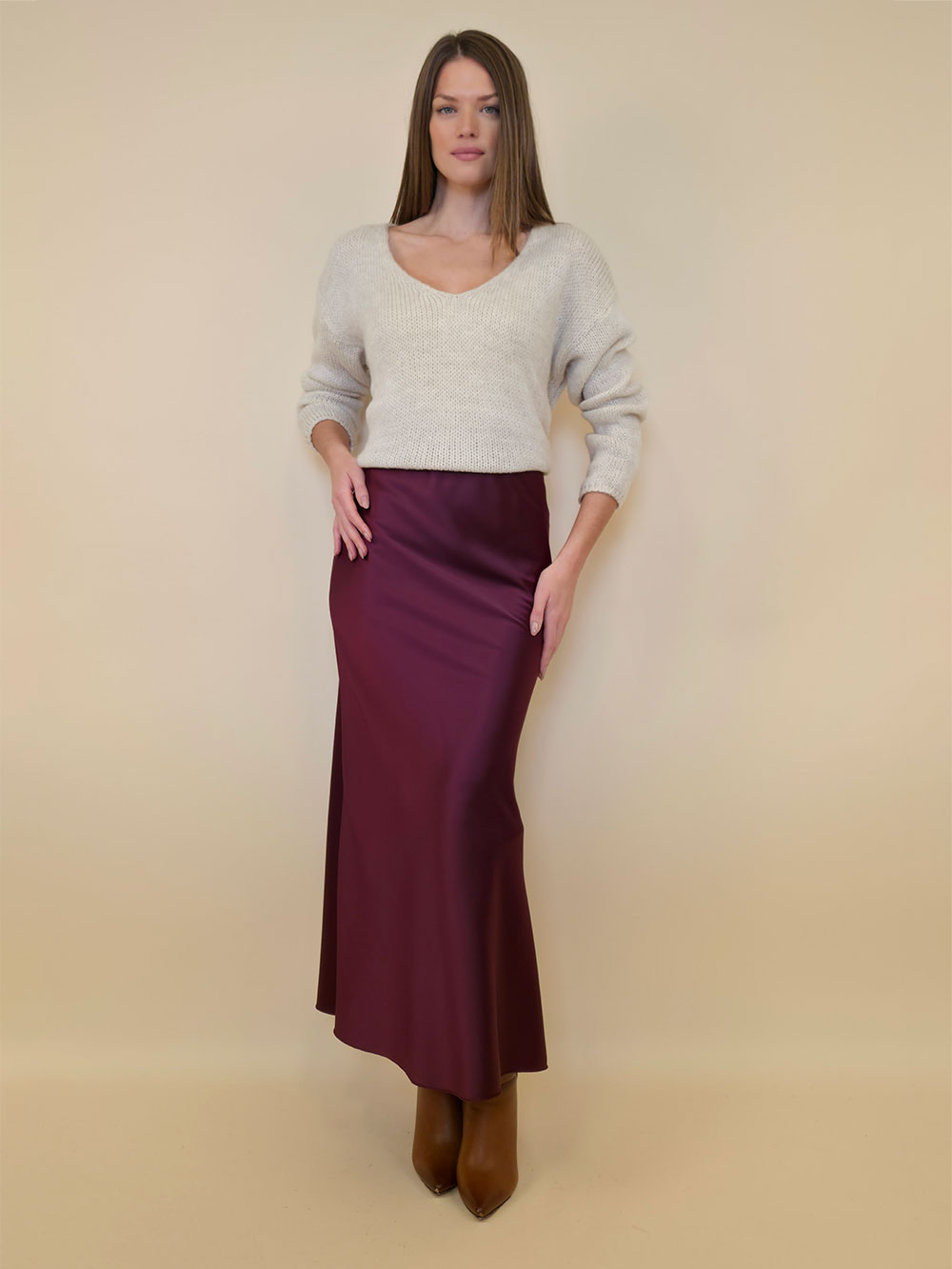 Suknja 48 Osceola - saten UN - bordo