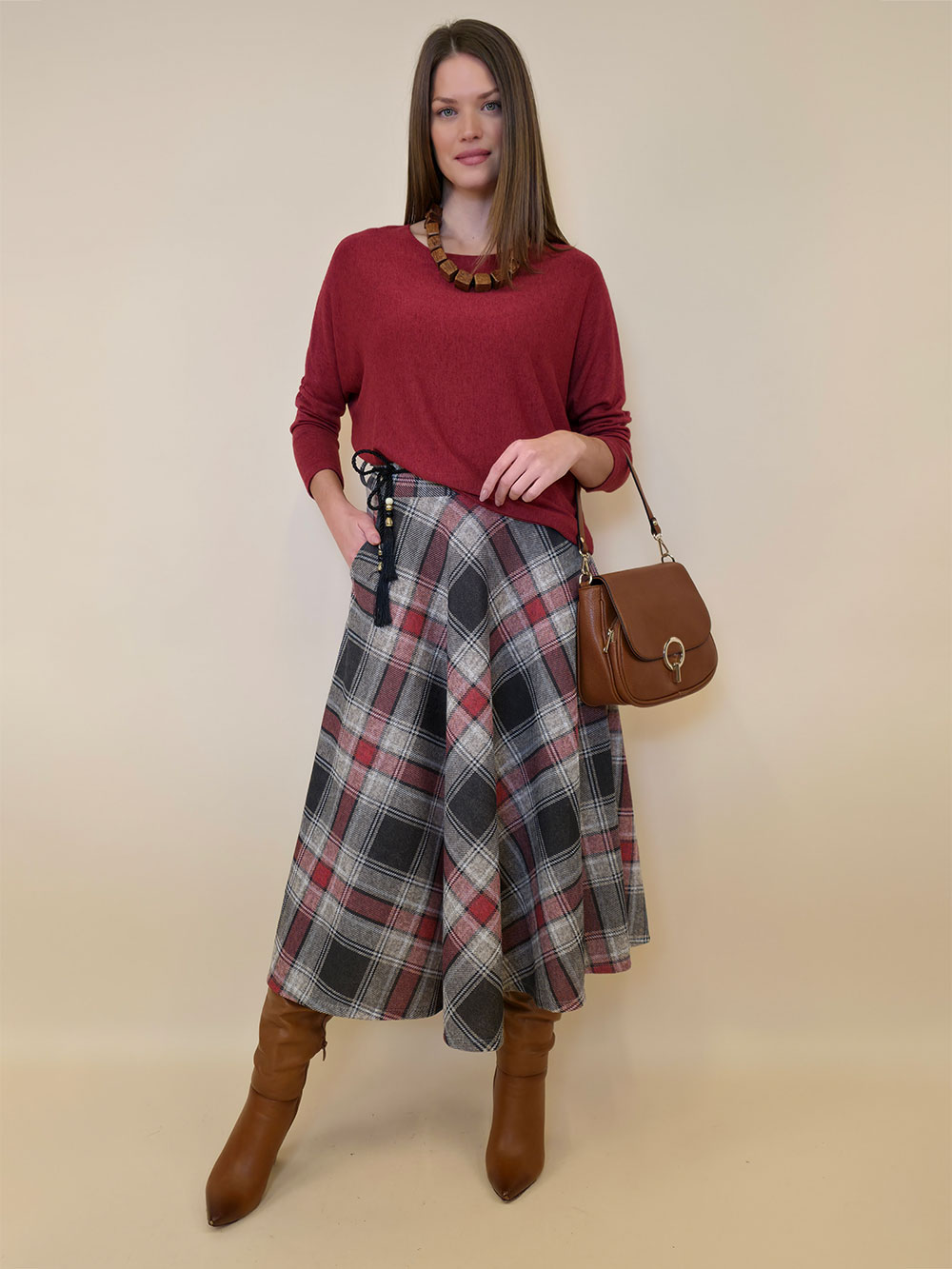 Suknja 34 Tahoe - jersey print tartan kocka - fango