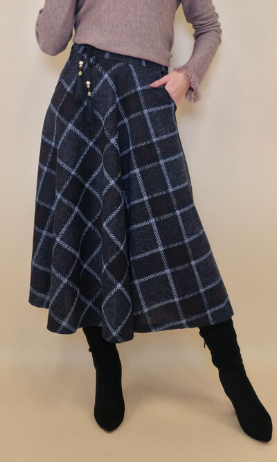 Suknja 34 Tahoe - jersey print tartan kocka - antracit