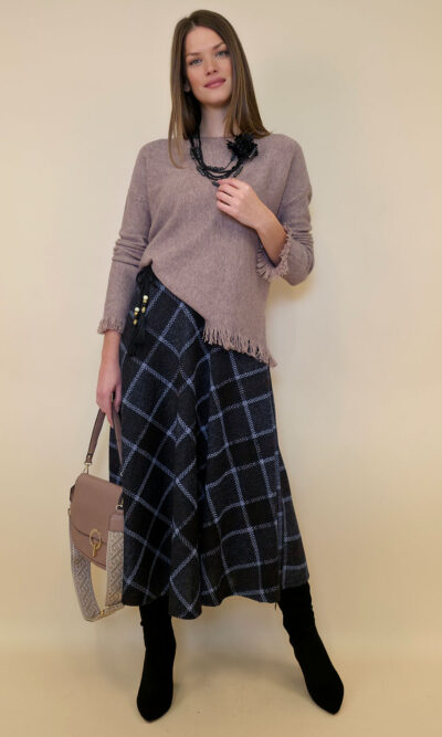 Suknja 34 Tahoe - jersey print tartan kocka - antracit