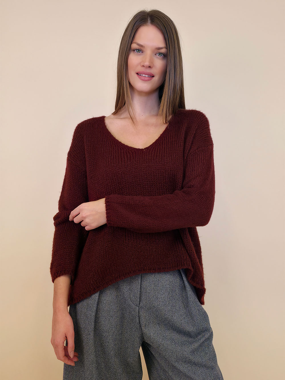 Pulover 36 Garrison - plt UN mohair - burgundy