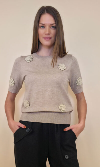 Pulover 42 Nyssa - plt Flowers UN - beige